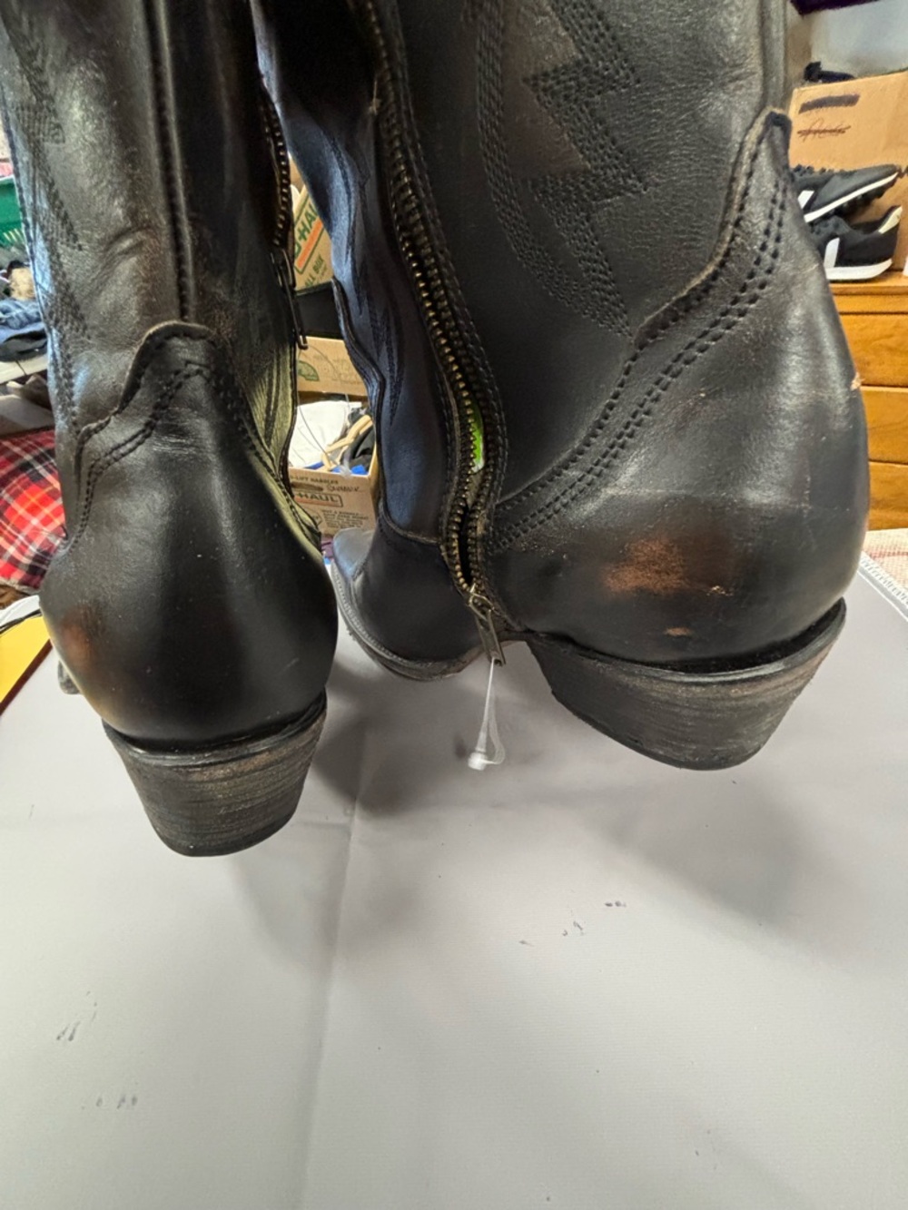 freebird WYNONNA  Black Leather Embroidered Knee-High Heeled Boots - Picture 7 of 9